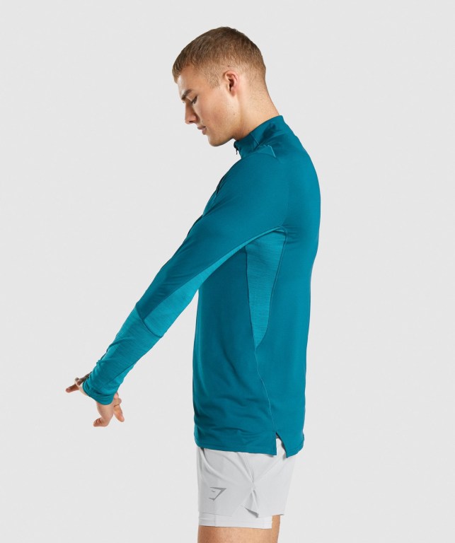 Pullover Gymshark Speed 1/4 Zip Hombre Turquesa | A1x38nh2NPi