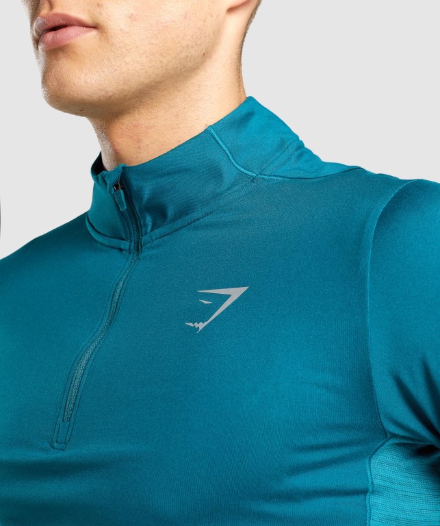 Pullover Gymshark Speed 1/4 Zip Hombre Turquesa | A1x38nh2NPi