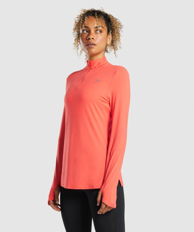 Pullover Gymshark Speed Zip-Up Mujer Naranjas | ZlyFjKCglqH