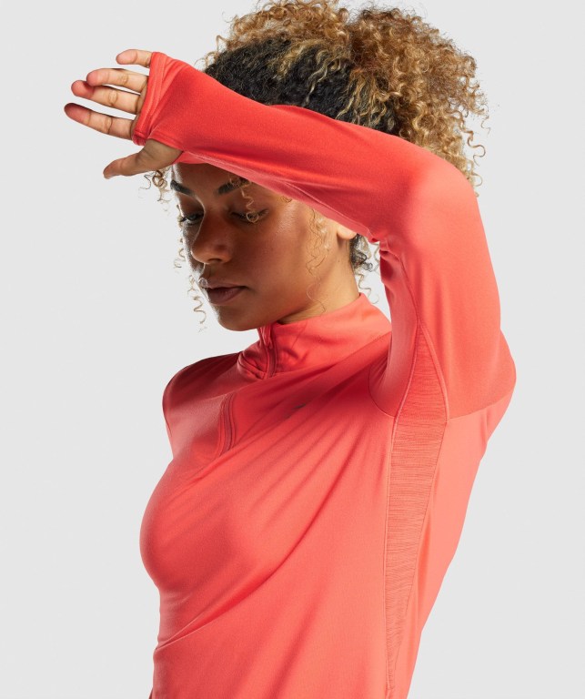 Pullover Gymshark Speed Zip-Up Mujer Naranjas | ZlyFjKCglqH