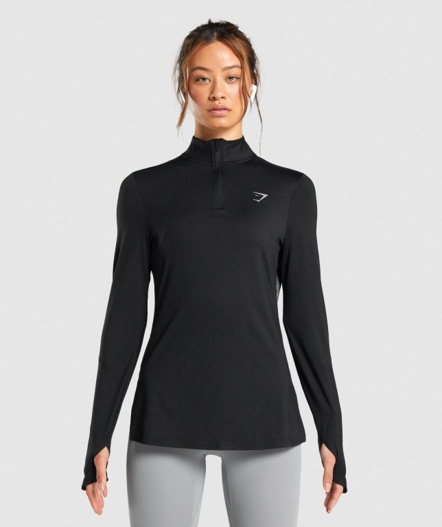 Pullover Gymshark Speed Zip-Up Mujer Negros | LRdQnl8Qf4g