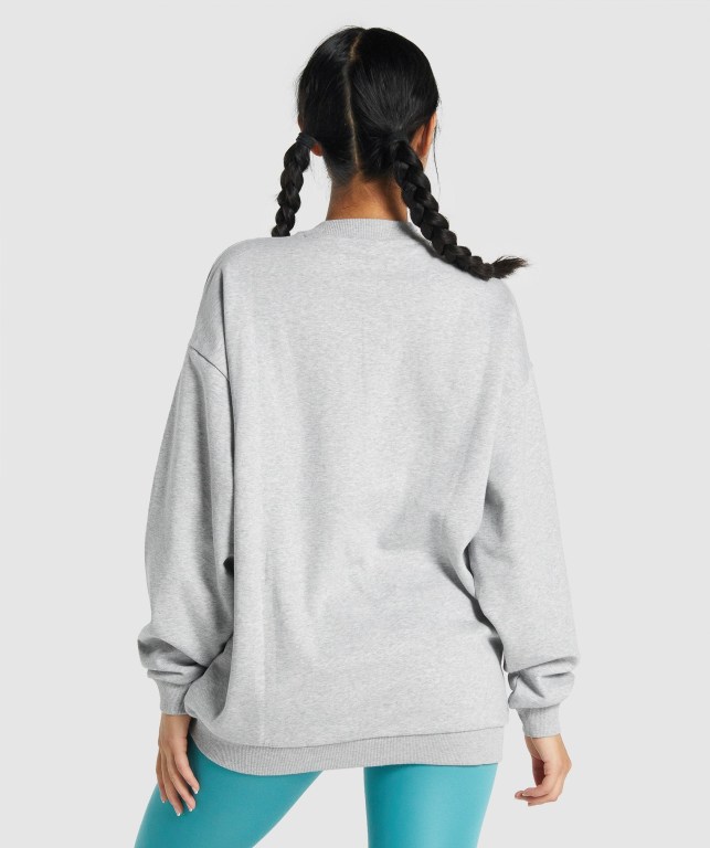 Pullover Gymshark Sundae Graphic Oversized Sweatshirt Mujer Grises Claro | h9xV3eRbtnk