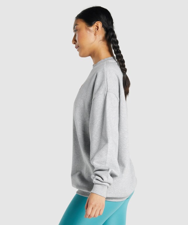 Pullover Gymshark Sundae Graphic Oversized Sweatshirt Mujer Grises Claro | h9xV3eRbtnk