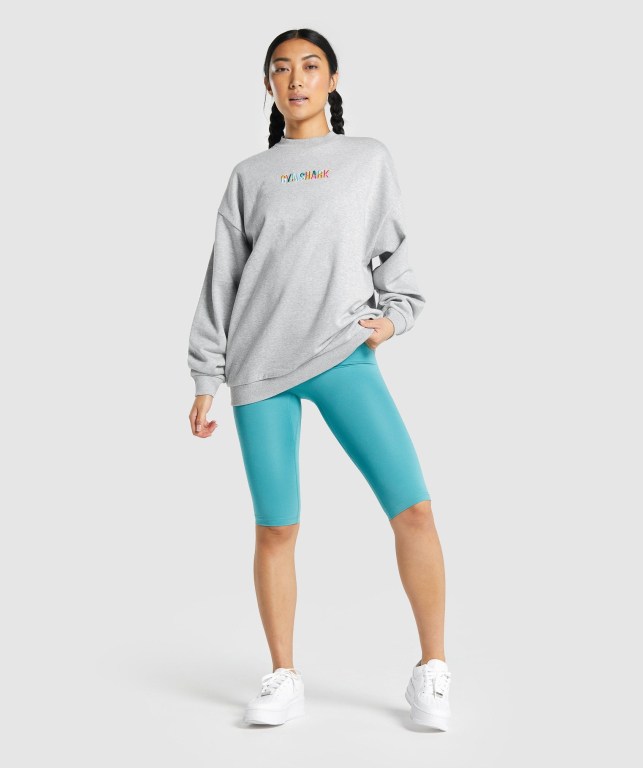 Pullover Gymshark Sundae Graphic Oversized Sweatshirt Mujer Grises Claro | h9xV3eRbtnk