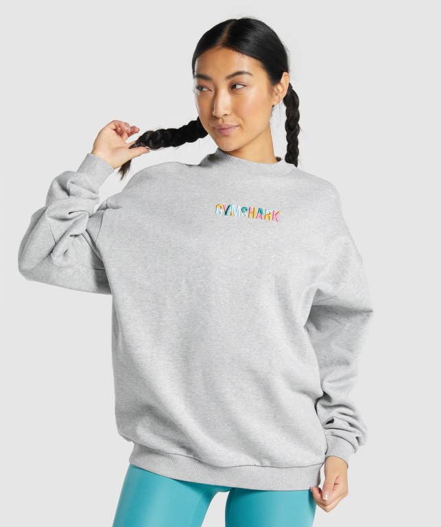 Pullover Gymshark Sundae Graphic Oversized Sweatshirt Mujer Grises Claro | h9xV3eRbtnk