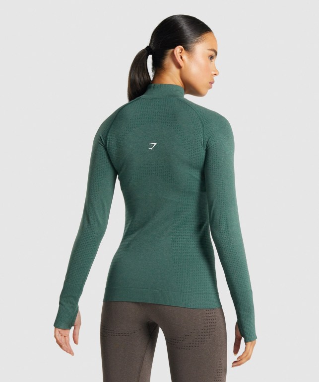 Pullover Gymshark Vital Seamless 2.0 1/2 Zip Mujer Verdes Oscuro | ws6DKG3wA5H