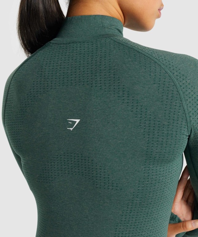 Pullover Gymshark Vital Seamless 2.0 1/2 Zip Mujer Verdes Oscuro | ws6DKG3wA5H