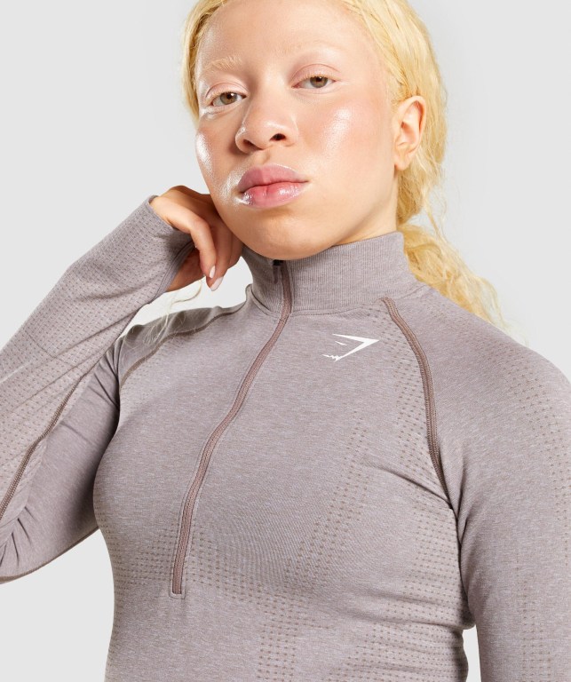 Pullover Gymshark Vital Seamless 2.0 1/2 Zip Mujer Grises Marrom | xbnKk2YymtE