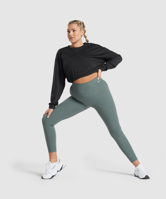 Pullover Gymshark Whitney Cropped Mujer Negros | hirWdsy75c6