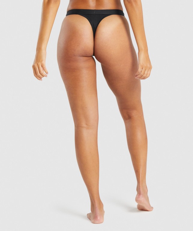 Ropa Interior Gymshark Algodon High Rise Tanga Mujer Negros | 2i5xkgBekJJ