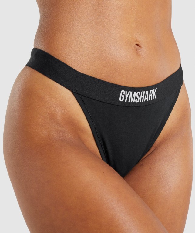 Ropa Interior Gymshark Algodon High Rise Tanga Mujer Negros | 2i5xkgBekJJ