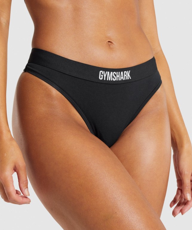 Ropa Interior Gymshark Algodon Tanga Mujer Negros | x7pLrrlONaw