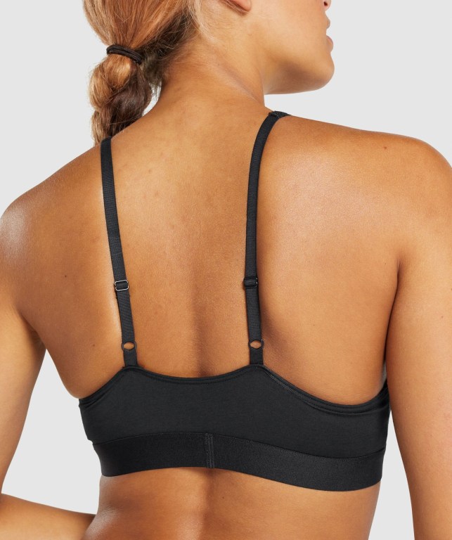 Ropa Interior Gymshark Algodon Triangle Bralette Mujer Negros | Lsl3Chu2VzU