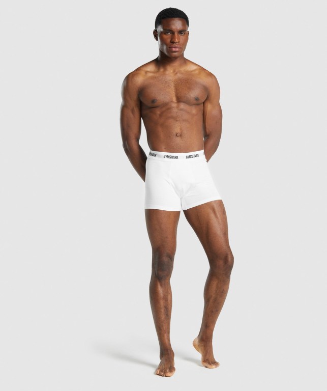 Ropa Interior Gymshark Boxers 2pk Hombre Blancos | ppot7QrNuGe