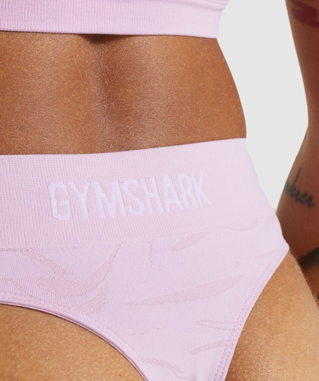 Ropa Interior Gymshark Seamless High Rise Tanga Mujer Rosas Claro | kpWDb5olRbP