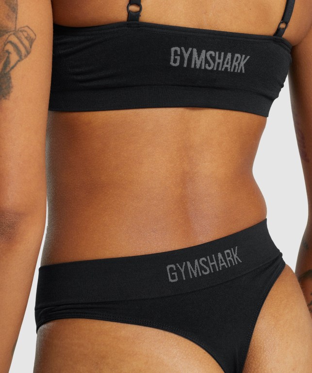 Ropa Interior Gymshark Seamless High Rise Tanga Mujer Negros | vejyUhJyR5K