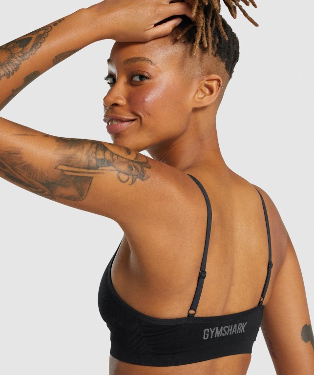 Ropa Interior Gymshark Seamless Low Neck Bralette Mujer Negros | XonOrKtS7Ip