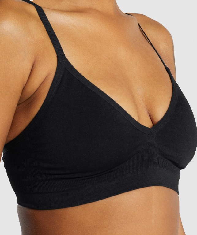 Ropa Interior Gymshark Seamless Low Neck Bralette Mujer Negros | XonOrKtS7Ip