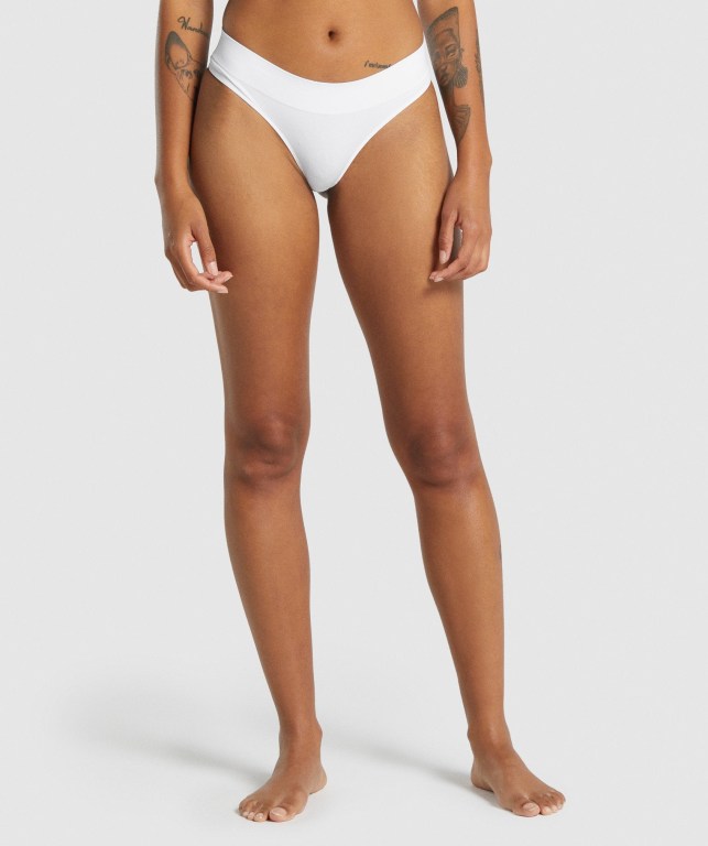 Ropa Interior Gymshark Seamless Low Rise Tanga Mujer Blancos | d5MxuoLuaGk