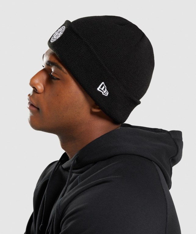 Sombreros Gymshark New Era Legacy Cuff Knit Hombre Negros | phn28wC2cAa