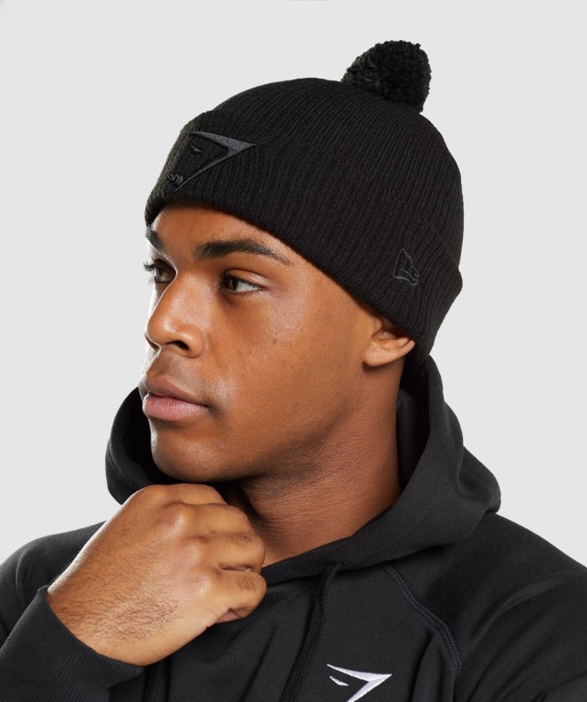 Sombreros Gymshark New Era Mini Pom Hombre Negros | P148RNSnAUb