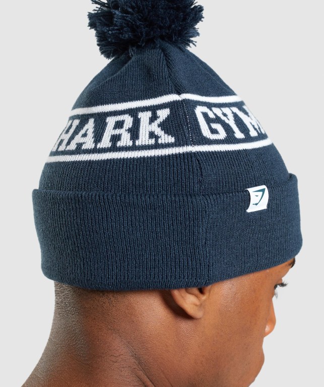 Sombreros Gymshark New Era Tab Beanie Hombre Azules | oCFTP1DNd3G