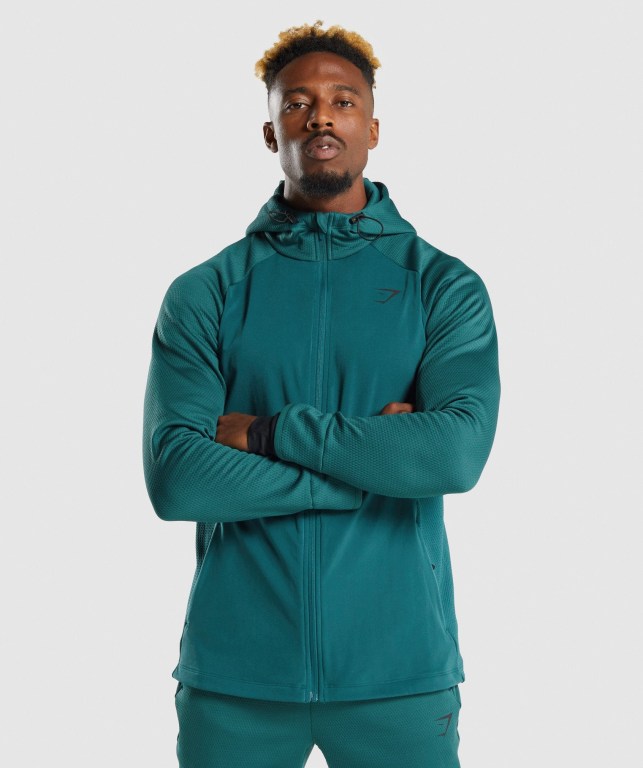 Sudadera Con Capucha Gymshark Apex Zip Hombre Turquesa | LpbGi8f6lyi