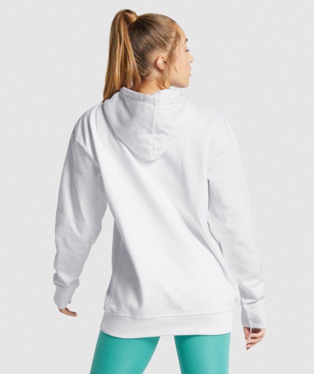 Sudadera Con Capucha Gymshark Apollo Graphic Oversized Mujer Blancos | h5UwFyl7b4N