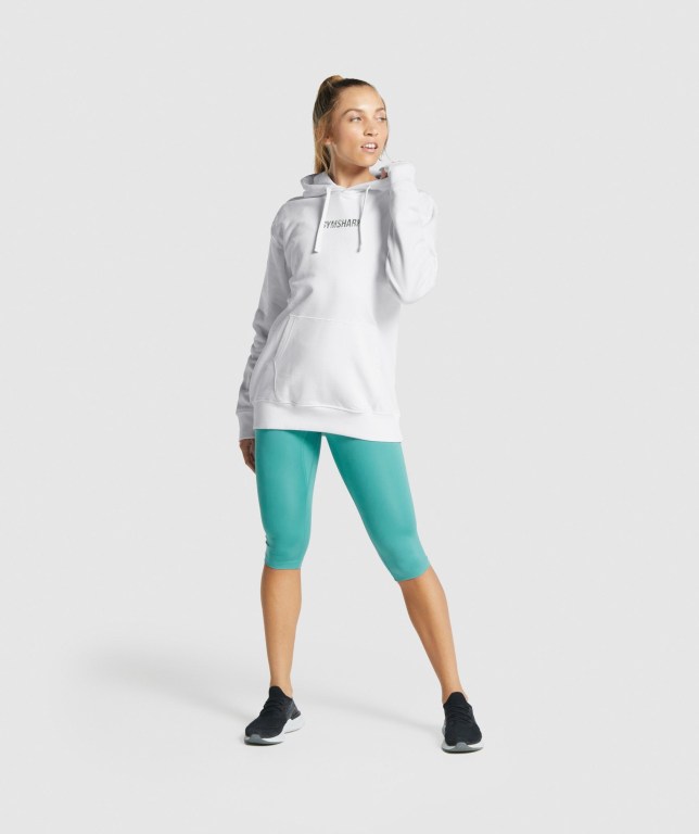 Sudadera Con Capucha Gymshark Apollo Graphic Oversized Mujer Blancos | h5UwFyl7b4N