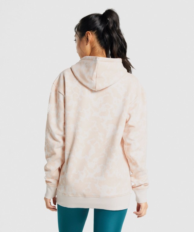 Sudadera Con Capucha Gymshark Camo Graphic Oversized Mujer Creme Marrom Claro | PvivqOOZmsh