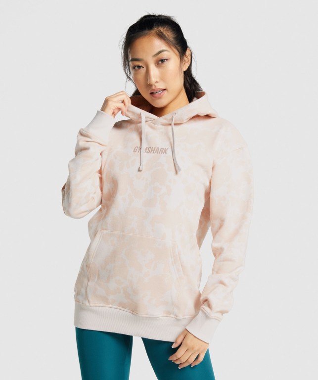 Sudadera Con Capucha Gymshark Camo Graphic Oversized Mujer Creme Marrom Claro | PvivqOOZmsh