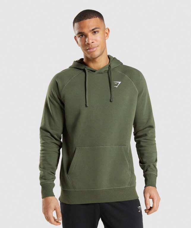 Sudadera Con Capucha Gymshark Crest Hombre Verde Oliva | Qr3m1VvlIaE