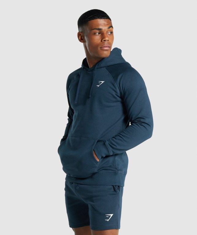 Sudadera Con Capucha Gymshark Crest Hombre Azul Marino | iubGdGy5WYd