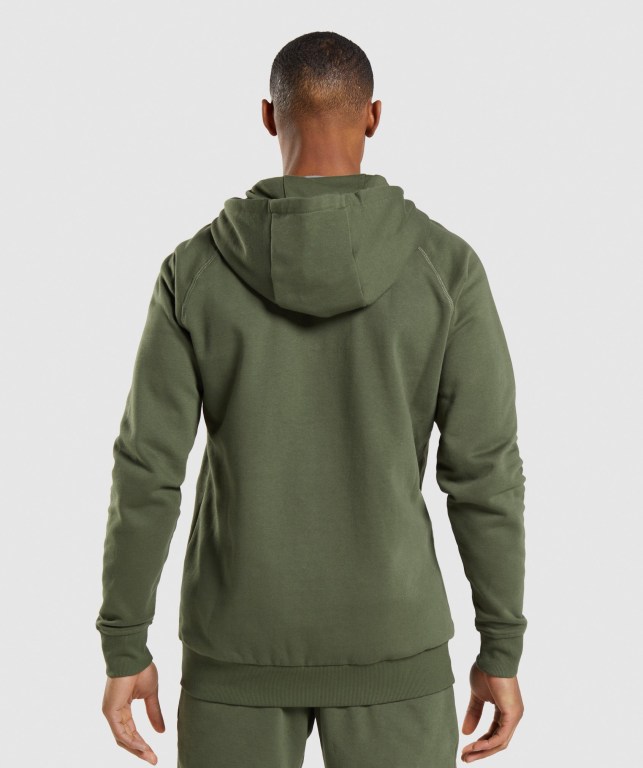 Sudadera Con Capucha Gymshark Crest Zip Up Hombre Verde Oliva | 3GxNIFkxF2c