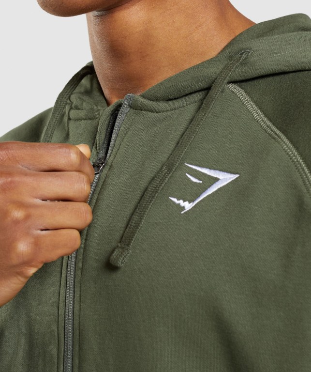 Sudadera Con Capucha Gymshark Crest Zip Up Hombre Verde Oliva | 3GxNIFkxF2c