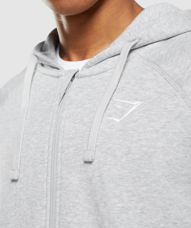 Sudadera Con Capucha Gymshark Crest Zip Up Hombre Grises Claro | 9Bzz9BkxPpf