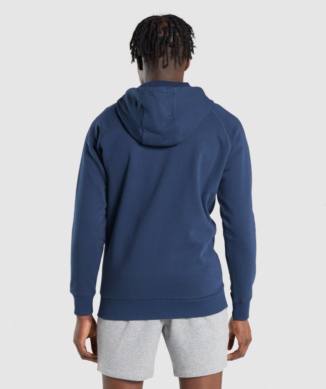 Sudadera Con Capucha Gymshark Crest Zip Up Hombre Azul Marino | nM61g3ZNRLQ