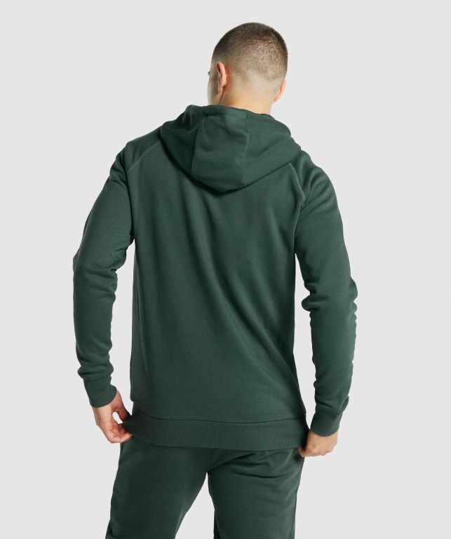 Sudadera Con Capucha Gymshark Crest Zip Up Hombre Verdes Oscuro | z9zatucH5Q7