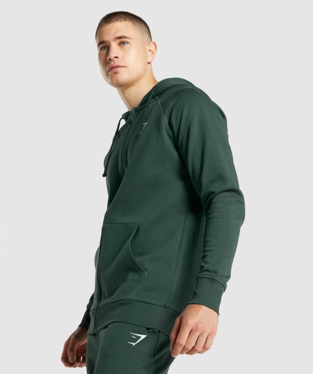 Sudadera Con Capucha Gymshark Crest Zip Up Hombre Verdes Oscuro | z9zatucH5Q7