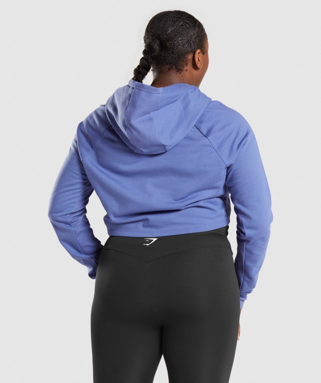 Sudadera Con Capucha Gymshark Entrenamiento Cropped Mujer Azules | 2RpRPEmS2ET