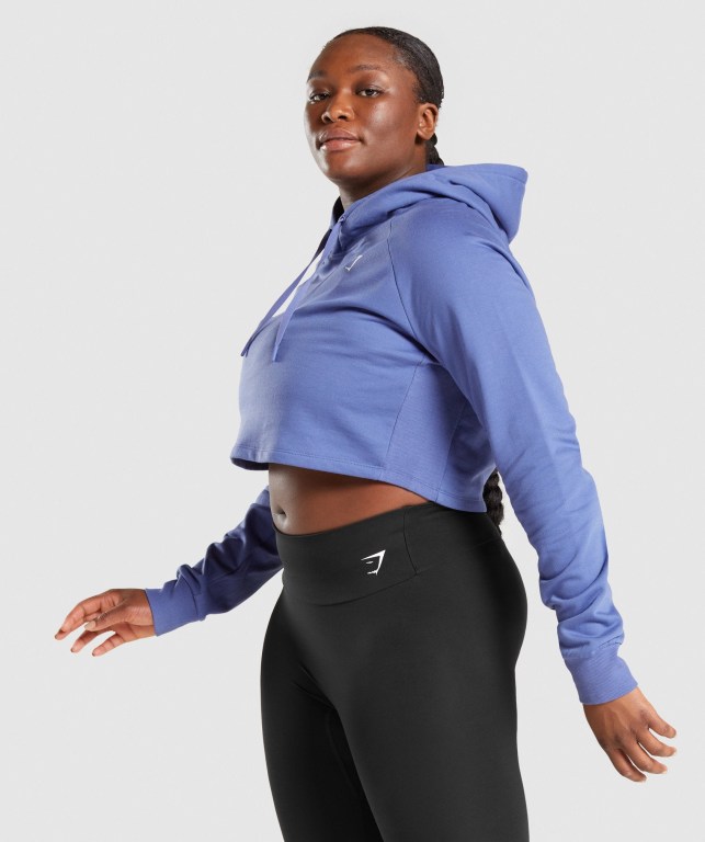 Sudadera Con Capucha Gymshark Entrenamiento Cropped Mujer Azules | 2RpRPEmS2ET