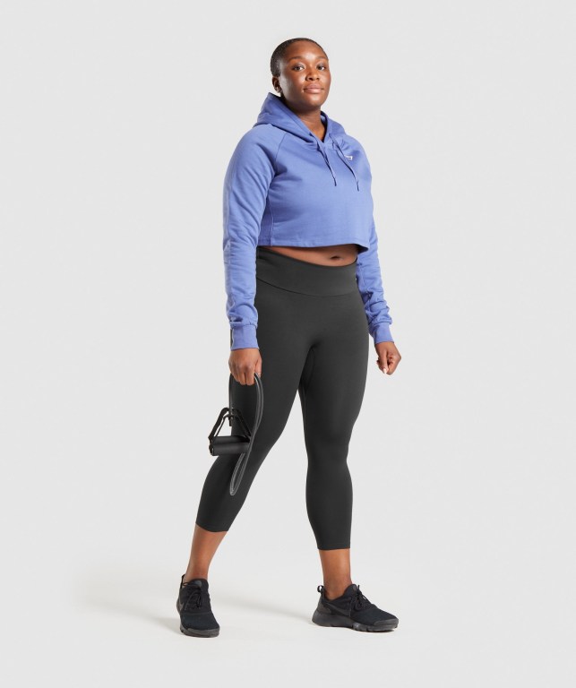 Sudadera Con Capucha Gymshark Entrenamiento Cropped Mujer Azules | 2RpRPEmS2ET