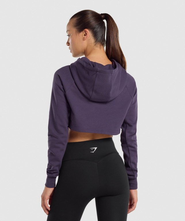 Sudadera Con Capucha Gymshark Entrenamiento Cropped Mujer Morados | 5NstLo2sjGg