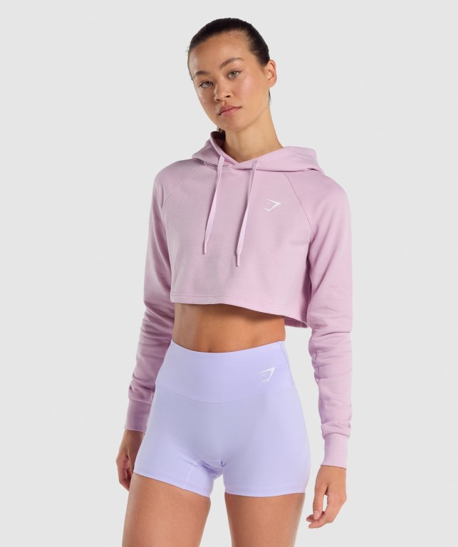 Sudadera Con Capucha Gymshark Entrenamiento Cropped Mujer Rosas Claro | AnskKfCHdHk