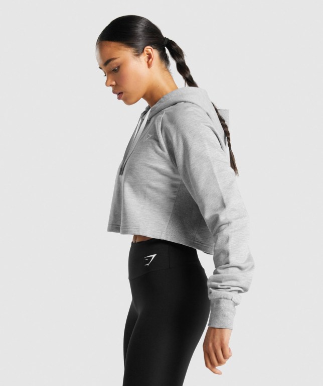 Sudadera Con Capucha Gymshark Entrenamiento Cropped Mujer Grises Claro | Dv1Hv8IUvnq