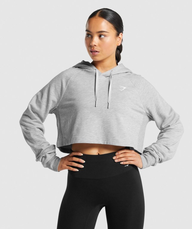 Sudadera Con Capucha Gymshark Entrenamiento Cropped Mujer Grises Claro | Dv1Hv8IUvnq