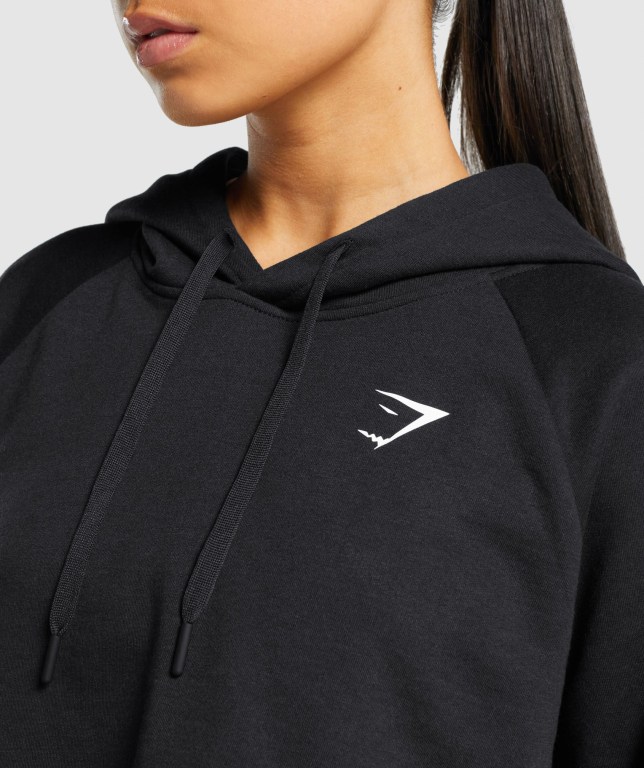 Sudadera Con Capucha Gymshark Entrenamiento Cropped Mujer Negros | RRBJRlEqkjd