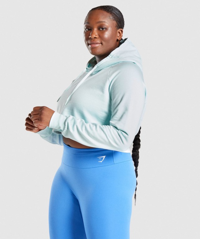 Sudadera Con Capucha Gymshark Entrenamiento Cropped Mujer Verdes Claro | eQFE8MG8SNs