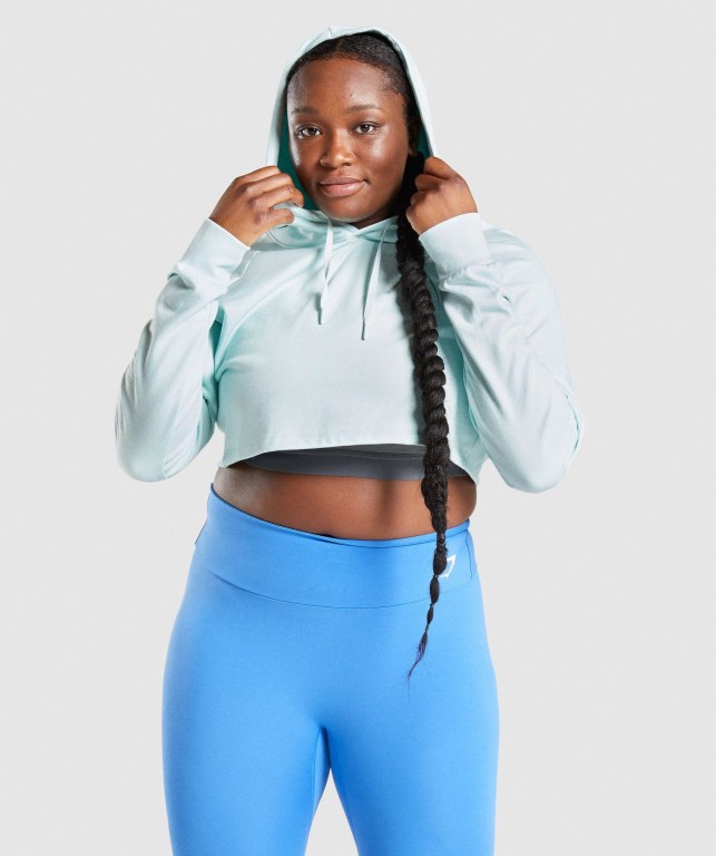 Sudadera Con Capucha Gymshark Entrenamiento Cropped Mujer Verdes Claro | eQFE8MG8SNs