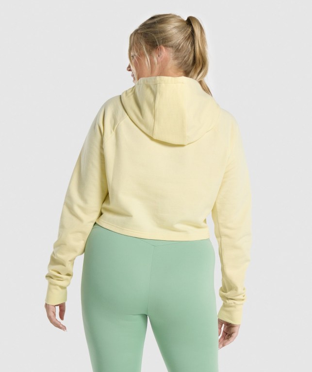 Sudadera Con Capucha Gymshark Entrenamiento Cropped Mujer Amarillos Claro | iWojItoSSUn